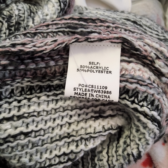Coverstitched Women’s Chunky Knit Cardigan S/M Pink Gray Black Open Front... - Picture 4 of 8